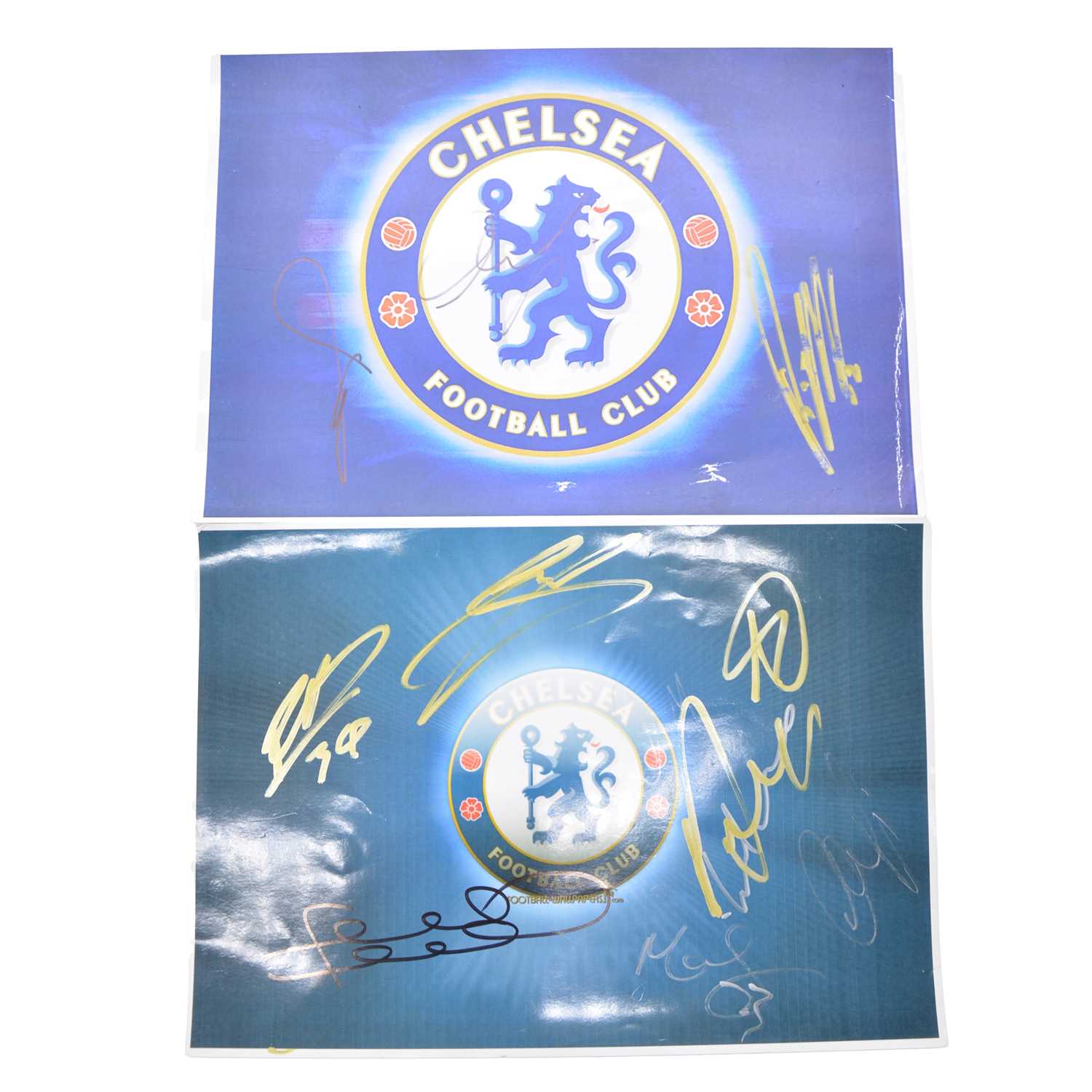 Lot 156 - Two signed Chelsea A4 club badges, including Nicolas Anelka