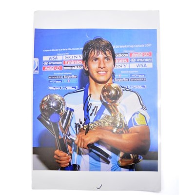 Lot 369 - Signed Sergio Aguero A4 colour photograph, Argentina