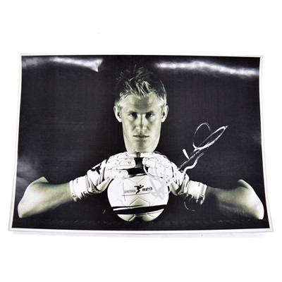 Lot 215 - Signed Kasper Schmeichel A4 black and white photograph, Leicester City