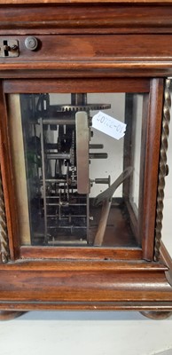 Lot 102 - Continental walnut musical mantel clock, "Harmonie Symphonion"