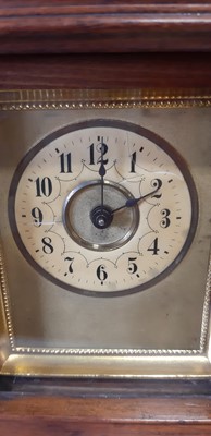 Lot 102 - Continental walnut musical mantel clock, "Harmonie Symphonion"