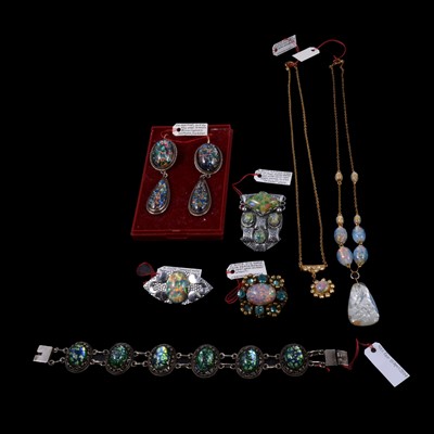 Lot 1187 - A collection of 1930's and later faux opal jewellery.