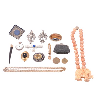 Lot 449 - Gemstone and vintage jewellery, fob watch and collectables.