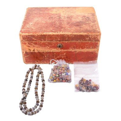 Lot 461 - Love Links and glass beads, loose stones, cultured and freshwater pearls, beads, in a vintage box.