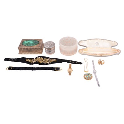 Lot 478 - A collection of costume jewellery, watches, dressing table set.