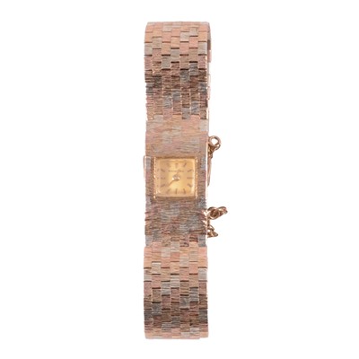 Lot 1012 - Bueche-Girod - a lady's 9 carat multi-colour gold bracelet wristwatch.