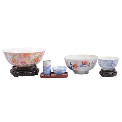 Lot 20 - CHinese porcealin rose bowls and other restored ceramics