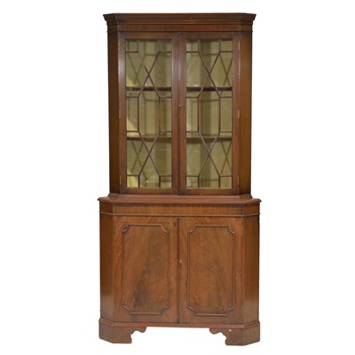 Lot 295 - Mahogany floor standing corner cupboard