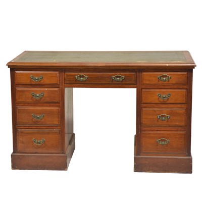 Lot 280 - Edwardian stained walnut twin pedestal desk