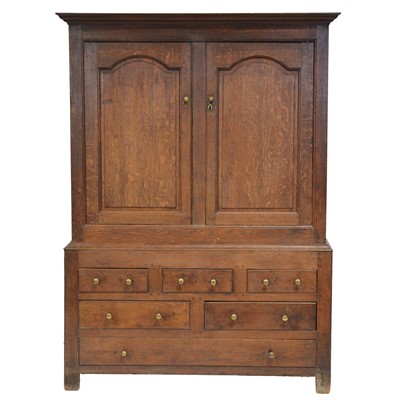 Lot 243 - Joined oak linen press, basically 18th century