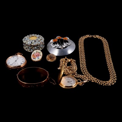 Lot 477 - A collection of vintage jewellery, pocket watches, and wristwatches.