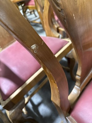Lot 388 - Set of sixteen walnut Queen Anne style dining chairs
