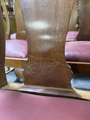 Lot 388 - Set of sixteen walnut Queen Anne style dining chairs
