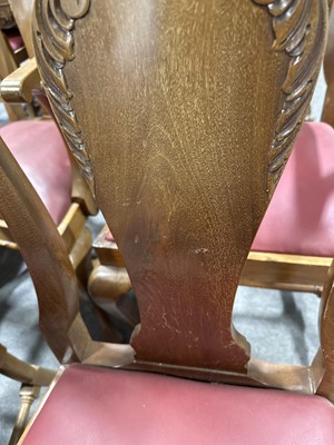 Lot 388 - Set of sixteen walnut Queen Anne style dining chairs