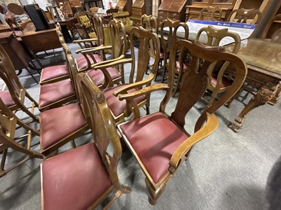 Lot 388 - Set of sixteen walnut Queen Anne style dining chairs