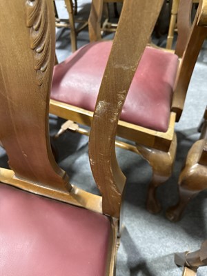 Lot 388 - Set of sixteen walnut Queen Anne style dining chairs