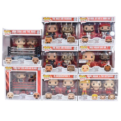 Lot 143 - Funko Pop! 7 WWE Double Packs and 1 Triple Pack