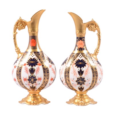 Lot 6 - Pair of Royal Crown Derby Imari ewers