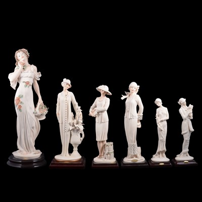 Lot 34 - Guiseppe Armani - six Florence figures in a bisque finish.