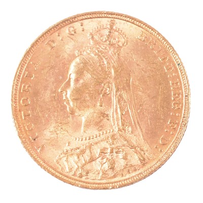 Lot 1142 - A Gold Full Sovereign Coin, Victoria Jubilee Head, 1892.