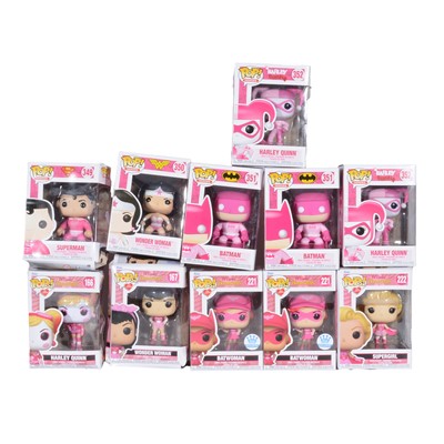 Lot 224 - Funko Pop! 11 DC Comics figures - Breast Cancer Research Edition