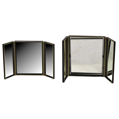 Lot 409 - Two black folding dressing table mirrors