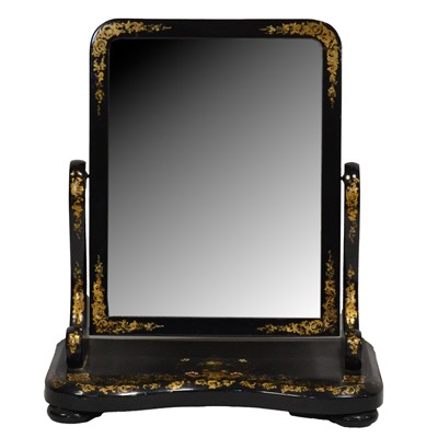 Lot 415 - Victorian ebonised and painted toilet mirror