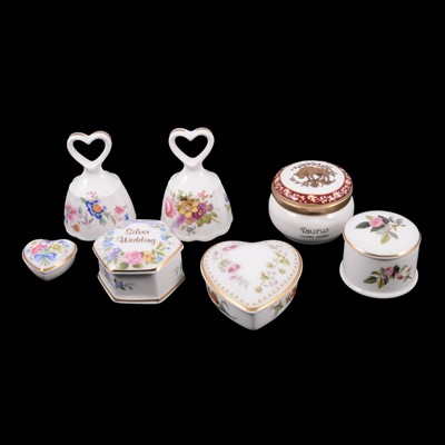 Lot 72 - Small collection of bone china trinket boxes, bells, etc.