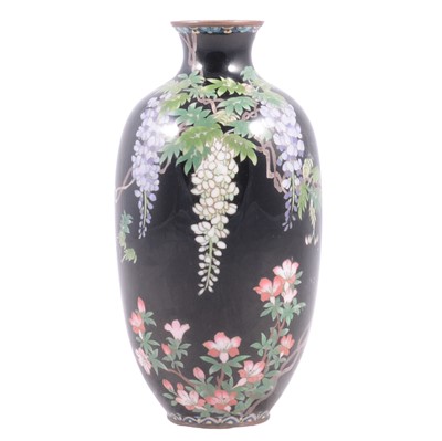 Lot 61 - Japanese cloisonne vase with wisteria