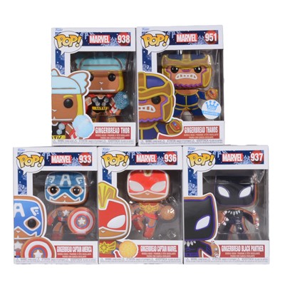 Lot 279 - Funko Pop! 5 Marvel Gingerbread Figures