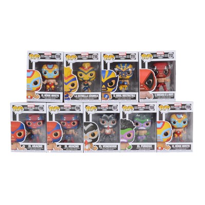 Lot 281 - Funko Pop! 9 Marvel Lucha Libre Edition Figures