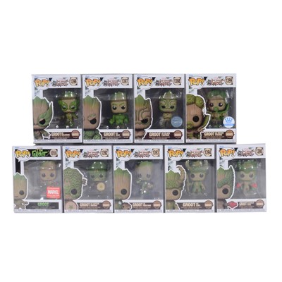 Lot 282 - Funko Pop! 9 Groot Figures