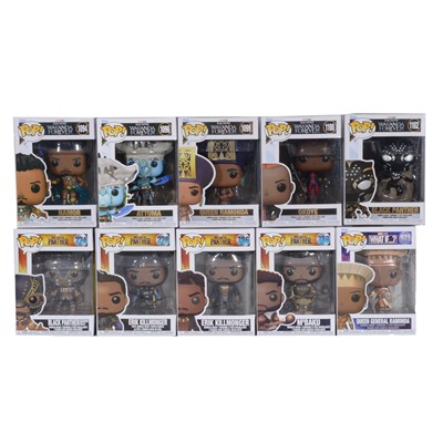 Lot 296 - Funko Pop! 4 Black Panther Figures & 6 Wakanda Forever Figures