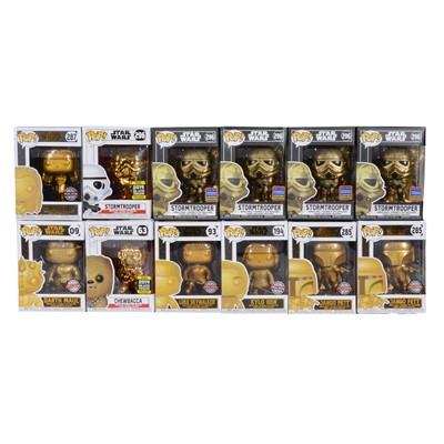 Lot 304 - Funko Pop! 12 Gold Coloured Star Wars Figures