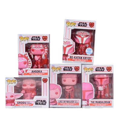 Lot 308 - Funko Pop! 5 Valentines themed The Mandalorian Figures