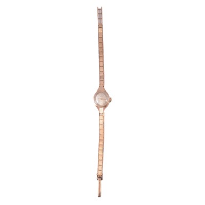 Lot 1019 - Hamilton - a lady's 9 carat yellow gold manual wind bracelet wristwatch.