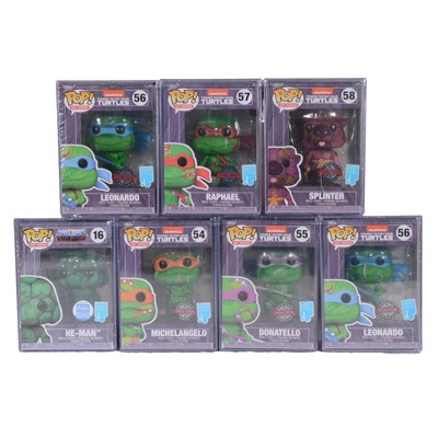 Lot 319 - Funko Pop! 6 Teenage Mutant Ninja Turtles & 1 Masters of the Universe Art Series Figures