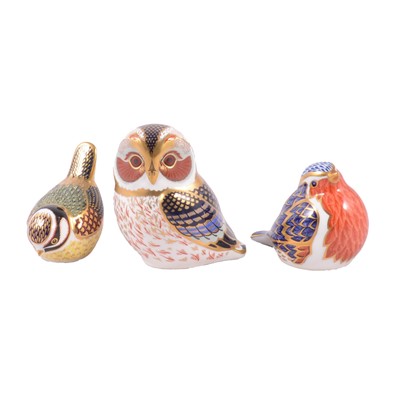 Lot 34 - Three Royal Crown Derby bird paperweights