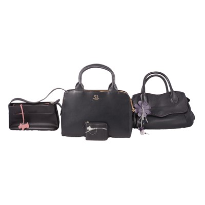 Lot 1250 - Radley - three black leather handbags and a black leather coin purse.