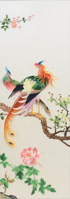 Lot 319 - Set of four Chinese hand embroidered silk panels