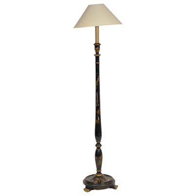 Lot 266 - Lacquered standard lamp and a studio pottery table lamp