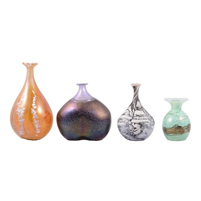 Lot 71 - Boda art glass bottle vase, Siddy Langley art glass vase and two others