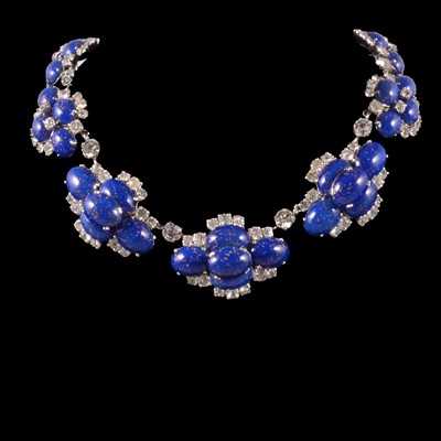 Lot 1202 - Christian Dior - a simuated lapis lazuli and clear paste necklace.