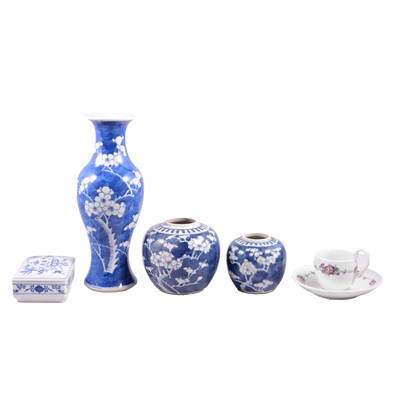 Lot 35 - Chinese blue and white Prunus Blossom vase and ginger jars, etc