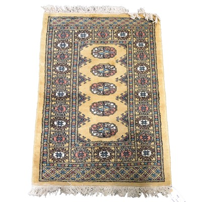 Lot 452 - Small silk mat and two small Tekke rugs