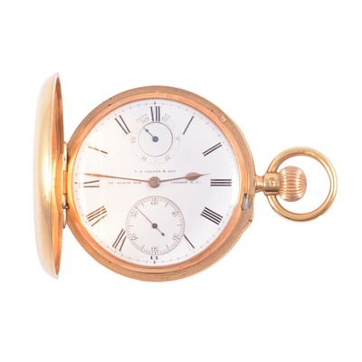 Lot 1068 - T S Cogdon & Son - an 18 carat yellow gold full hunter pocket watch.