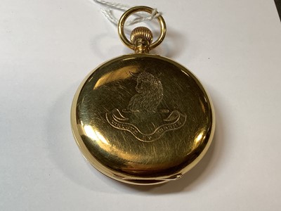 Lot 1068 - T S Cogdon & Son - an 18 carat yellow gold full hunter pocket watch.