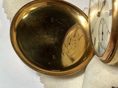 Lot 1068 - T S Cogdon & Son - an 18 carat yellow gold full hunter pocket watch.