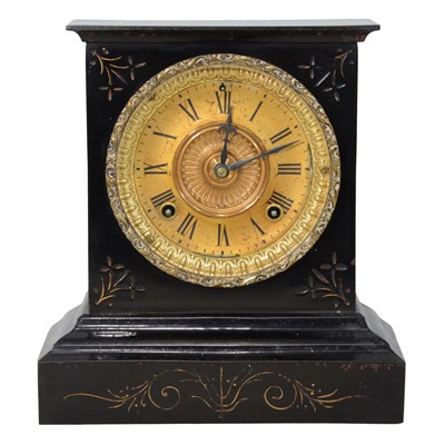 Lot 302 - French black enamel case mantel clock