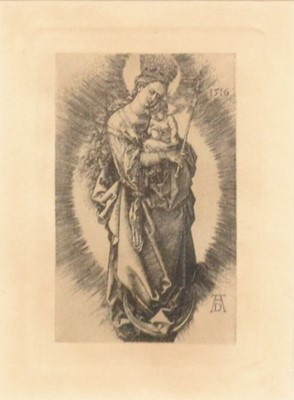 Lot 278 - After Albrecht Dürer, Virgin on the Crescent with Sceptre and Starry Crown; and The Bagpiper